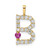 Image of Gold-plated Sterling Silver Large Initial B CZ & Created Ruby Pendant