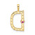 Image of Gold-plated Sterling Silver Large Initial D CZ & Created Ruby Pendant