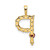 Image of Gold-plated Sterling Silver Large Initial P CZ & Created Ruby Pendant