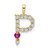 Image of Gold-plated Sterling Silver Large Initial P CZ & Created Ruby Pendant