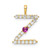 Image of Gold-plated Sterling Silver Large Initial Z CZ & Created Ruby Pendant