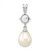 Image of Sterling Silver Rhodium-plated White Topaz 8-10mm Teardrop Freshwater Cultured Pearl Pendant