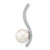 Image of 14k White Gold 7-8mm Round White Saltwater Cultured Akoya Pearl .06ctw Diamond Chain Slide Pendant