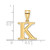 Image of 14K Yellow Gold Polished Etched Letter K Initial Pendant YC1539K