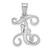 Image of Sterling Silver Rhodium-plated Letter F Initial Pendant XNA518SS/F