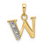 Image of 14K Yellow Gold with Rhodium Diamond Letter W Initial Pendant YC1541W