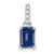 Image of 14K White Gold Created Sapphire and Diamond Pendant