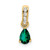 Image of 14K Yellow Gold Pear Created Emerald and Diamond Pendant
