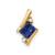 Image of 10k Yellow Gold Cushion Created Sapphire and Diamond Chain Slide Pendant
