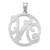 Image of Large Sterling Silver Rhodium-plated Fancy Script Letter N Initial Pendant