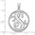 Image of Large Sterling Silver Rhodium-plated Fancy Script Letter S Initial Pendant