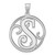 Image of Large Sterling Silver Rhodium-plated Fancy Script Letter S Initial Pendant