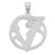 Image of Large Sterling Silver Rhodium-plated Fancy Script Letter V Initial Pendant