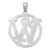Image of Large Sterling Silver Rhodium-plated Fancy Script Letter W Initial Pendant