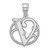 Image of Small Sterling Silver Rhodium-plated Fancy Script Letter V Initial Pendant