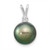 Image of 14k White Gold 10-11mm Round Saltwater Cultured Tahitian Pearl .05ctw Diamond Pendant XF428