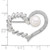 Sterling Silver Rhodium-plated 8-9mm Button White Freshwater Cultured Pearl and CZ Heart Pin