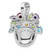Sterling Silver Rhodium-plated Multi-color CZ Basket Pendant and Pin