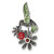 Sterling Silver Antiqued Epoxy Marcasite Red Glass Ladybug Flower Pin