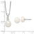 Sterling Silver Rhodium-plated Freshwater Cultured Pearl Necklace/Stud Earring Set