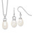 Sterling Silver Rhodium-plated 10-11mm Freshwater Cultured Pearl Earring/Necklace Set