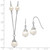 Sterling Silver Rhodium-plated 9-10mm Freshwater Cultured Pearl Necklace/Earrings Set