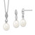 Sterling Silver Rhodium-plated 8-9mm Freshwater Cultured Pearl CZ Necklace/Earring Set