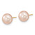 14K Yellow Gold 7-8mm Near Round Pink Freshwater Cultured Pearl Necklace and Button Earring Set