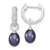 Sterling Silver Rhodium-plated 7-8mm Wte/Black Freshwater Cultured Pearl CZ Changeable Earrings Set