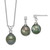 Sterling Silver Rhodium-plated 9-10mm Teardrop Tahitian Cultured Saltwater Pearl CZ Ear&Necklace Set