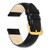 12mm Short Black Smooth Leather Gold-tone Buckle Watch Band
