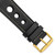 Image of 24mm Black Grand Prix Leather White Stitch Gold-tone Buckle Watch Band