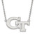 18" 14K White Gold Georgia Institute of Technology Lg Pendant Necklace LogoArt 4W010