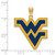 Gold Plated Sterling Silver West Virginia University XL Enamel LogoArt Pendant