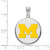 925 Silver Michigan (University Of) Large Yellow Enamel Disc Pendant by LogoArt
