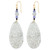 80mm 14K Yellow Gold & Floral Carved Ice Jadeite Jade Earrings w/ Tanzanite Accents