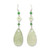 55mm 14K White Gold & Water Jadeite Jade Teardrop Disc Earrings w/ Green Jadeite Jade Beads
