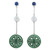 58mm 18K White Gold & Green Jadeite Jade Shou Design Earrings w/ Sapphire Accents