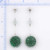 Image of 58mm 18K White Gold & Green Jadeite Jade Shou Design Earrings w/ Sapphire Accents