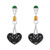 Image of 50mm 18K White Gold & Black Nephrite Jade Heart Dangle Earrings
