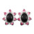 Image of 18K White Gold Omega Back Earrings w/ Black Nephrite Jade, Pink Tourmaline & Diamond