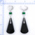 70mm 14K White Gold Diamond Huggie Snap Hoop Earrings w/ Black Nephrite & Green Jadeite Jade