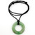 Adjustable Length Cord Necklace with Green Jadeite Jade Donut Disc Pendant