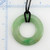 Image of Adjustable Length Cord Necklace with Green Jadeite Jade Donut Disc Pendant