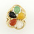 Image of Size 6.5 14K Yellow Gold Cluster Ring with Multicolor Jadeite Jade Image of Size 6.5 14K Yellow Gold Cluster Ring with Multicolor Jadeite Jade
