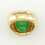 14k Yellow Gold Green Jadeite Jade Gypsy Style Ring w/ Ribbed Shank