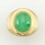 Image of 14k Yellow Gold Green Jadeite Jade Gypsy Style Ring w/ Ribbed Shank