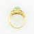 18K Yellow Gold Translucent Light Green Jadeite Jade Ring w/ Diamonds