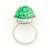 18K White Gold Green Carved Jadeite Jade Ring w/ Diamonds