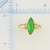 Image of 18K Yellow Gold Green Jadeite Jade & Diamond Ring w/ Milgrain Bezel Setting